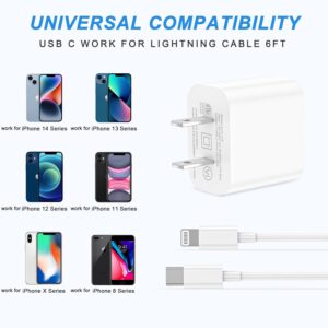 iPhone Charger Fast Charging【Apple MFi Certified】 3Pack USB-C Wall Charger Block with 6FT USB C to Lightning Cables for iPhone 14/14 Pro/14Pro Max/13/13 Pro/12/12 Pro/12 Pro...