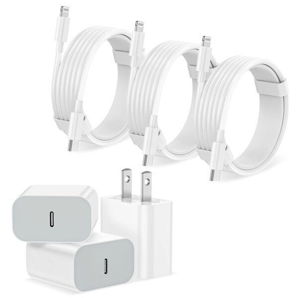 iPhone Charger Fast Charging【Apple MFi Certified】 3Pack USB-C Wall Charger Block with 6FT USB C to Lightning Cables for iPhone 14/14 Pro/14Pro Max/13/13 Pro/12/12 Pro/12 Pro... iPhone Charger Fast Charging【Apple MFi Certified】 3Pack USB-C Wall Charger Block with 6FT USB C to Lightning Cables for iPhone 14/14 Pro/14Pro Max/13/13 Pro/12/12 Pro/12 Pro...