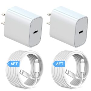 iPhone Charger Fast Charging [Apple MFi Certified] Type C Wall Charger Block with 2Pack 6FT USB C to Lightning Cables Cord Compatible with iPhone 14/14 Pro Max/13/13 Pro...