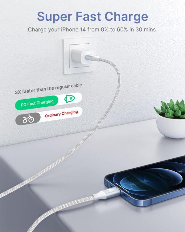 iPhone Charger Fast Charging [Apple MFi Certified] USB C to Lightning Cable 6FT USBC to Lightning Cable Nylon Braided Type C Cord for iPhone 14 13 12 11 Pro Max XR XS X 8 7 6...