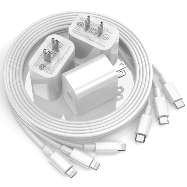 iPhone Charger Fast Charging [MFi Certified], 3 Pack 20W USB C Fast Charging Block with 3pcs 6FT USB C to Lightning Cable for iPhone 14/14 Pro/14Pro Max/13/13 Pro/12/12 Pro/12...