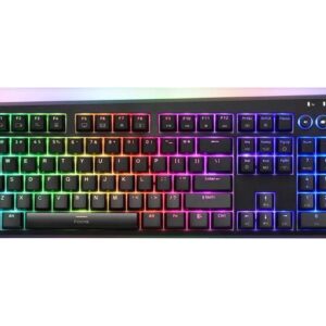iRocks K71 Wireless RGB Mechanical Keyboard with Media Control Knob, Gateron Brown Switches, 107 Keys w/Full NKRO, PBT Keycaps, Multimedia Hotkeys,