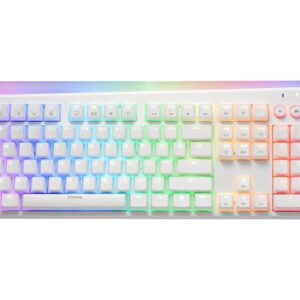 iRocks K71 Wireless RGB Mechanical Keyboard with Media Control Knob, Gateron Brown Switches, 107 Keys w/Full NKRO, PBT Keycaps, Multimedia Hotkeys,