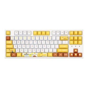 IROK FE87 pokemon Pikachu version, PBT keycap, no light,87 keys Type-C wired Mechanical keyboard,yellow / white,Red Mechanical switch