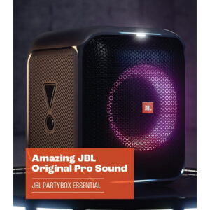 JBL Partybox Encore Essential - Portable party speaker with powerful 100W sound, built-in dynamic light show, and splash proof design - Black
