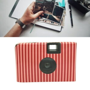 Jesscasday Disposable 135 Film Camera Striped Pattern Point and Shoot Cameras Nostalgic Boyfriend Girlfriend Graduation Gift