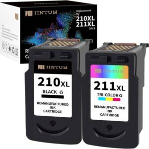 JINTUM 210XL and 211XL Ink Cartridges Remanufactured for Canon 210XL 211XL Combo Pack Compatible with Canon PIXMA MX410 MX350 MX340 MP495 MP250