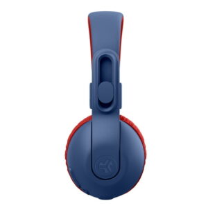 JLab JBuddies Studio 2 On-Ear Kids Wireless Headphones, Blue/Red, Volume Safe, Folding, Adjustable, Noise Isolation, Mic