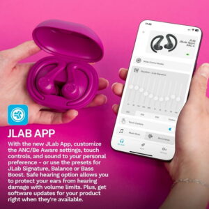 JLab JBuds Sport ANC 4 True Wireless Earbuds, Pink, Hybrid ANC, Touch Controls, Multipoint, App Customization