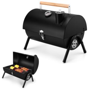 Joyfair Portable Charcoal Grill with Thermometer, Small Tabletop Barbecue Grill for Outdoor Camping Backyard Party BBQ Cooking, Extra Thick Steel & Heavy Duty, Innovative Design...