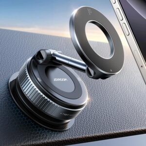 JOYROOM Magsafe Suction Cup Phone Mount, Vacuum Magnetic Phone Holder for Car, 360° Metal Strut Magsafe Car Mount for iPhone 16 Pro Max Plus/iPhone 15 14 13 12 & Android Magsafe...