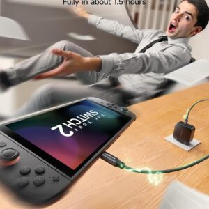 JSAUX 65W USB C Charger for Nintendo Switch 2, ROG Ally, Steam Deck, Tablets, Laptops, Samsung Galaxy, Pixel, 65 Watt PD Wall Fast Charger with 6.6FT USB C to C Cable, EU & UK Plug