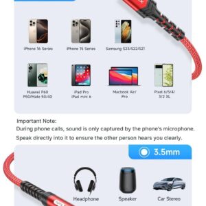 JSAUX USB C to 3.5mm Audio Aux Jack Cable Compatible with iPhone 16 [3.3ft], USB Type C to 3.5mm Headphone Stereo Cord Car for iPhone 16 Pro Max/Plus/16e/15 Series, Galaxy S25...