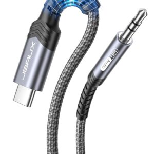 JSAUX USB C to 3.5mm Audio Aux Jack Cable Compatible with iPhone 16 [3.3ft], USB Type C to 3.5mm Headphone Stereo Cord Car for iPhone 16 Pro Max/Plus/16e/15 Series, Galaxy S25...