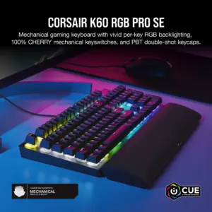 K60 RGB PRO SE Mechanical Gaming Keyboard — 100% CHERRY MV Mechanical Keyswitches — Black