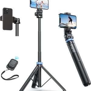 Kaiess 62" iPhone Tripod, Selfie Stick Tripod & Phone Tripod Stand with Remote, Cell Phone Tripod for iPhone, Extendable Travel Tripod Compatible with iPhone 14/13/12 Pro...