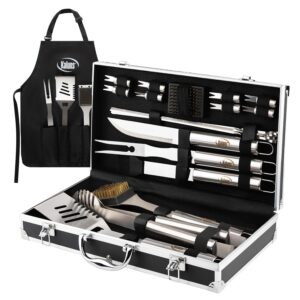Kaluns Grilling Accessories, Dad Gifts for Fathers Day Grilling Gifts, Heavy Duty Stainless Steel BBQ Grill Tools Set for Outdoor Grill with Aluminum Case and Apron, Dad...