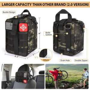Kaqinu Survival Kit 250 Pcs with Molle System Compatible Bag,Emergency Tent,Flashlight and more Great Gift for Men Camping Outdoor Adventures