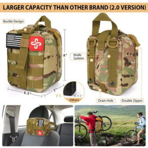 Kaqinu Survival Kit 250 Pcs with Molle System Compatible Bag,Emergency Tent,Flashlight and more Great Gift for Men Camping Outdoor Adventures