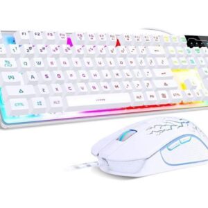 KEHIPI Game keyboard and mouse combination, K1 LED rainbow backlight keyboard, with 104 key computer game keyboard, suitable for PC / laptop