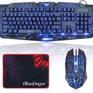 KEHIPI Gaming Keyboard and Mouse,USB Wired Backlit Gaming Mouse and Keyboard Combo,Letters Glow