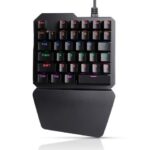 KEHIPI One Handed Mechanical Gaming Keyboard , Mechanical Portable RGB LED Backlit Game Keyboard with Keypad for LOL/PUBG/Wow/Dota/OW/Fps Game, Blue