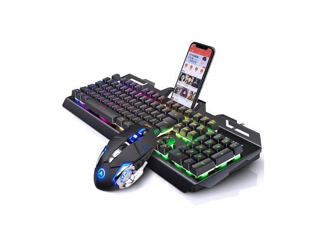 KEHIPI V2 19 Non-conflicting Keys, Ergonomic Design, Cool Exterior Mechanical Feeling Rainbow Backlit LED Light Wired Keyboard And 3200DPI Mouse