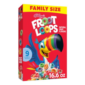 Kellogg's Froot Loops Breakfast Cereal, Kids Cereal, Family Breakfast, Family Size, Original, 16.6oz Box (1 Box)