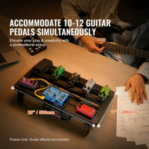 KFFKFF Pedal Board for Guitar, Dimensions 20'' x 11'', Composed of Aluminum Alloy Weighing 2.64 lbs, Ultra-Light Foldable Guitar Effects PedalBoard, Accompanied by Carrying Bag