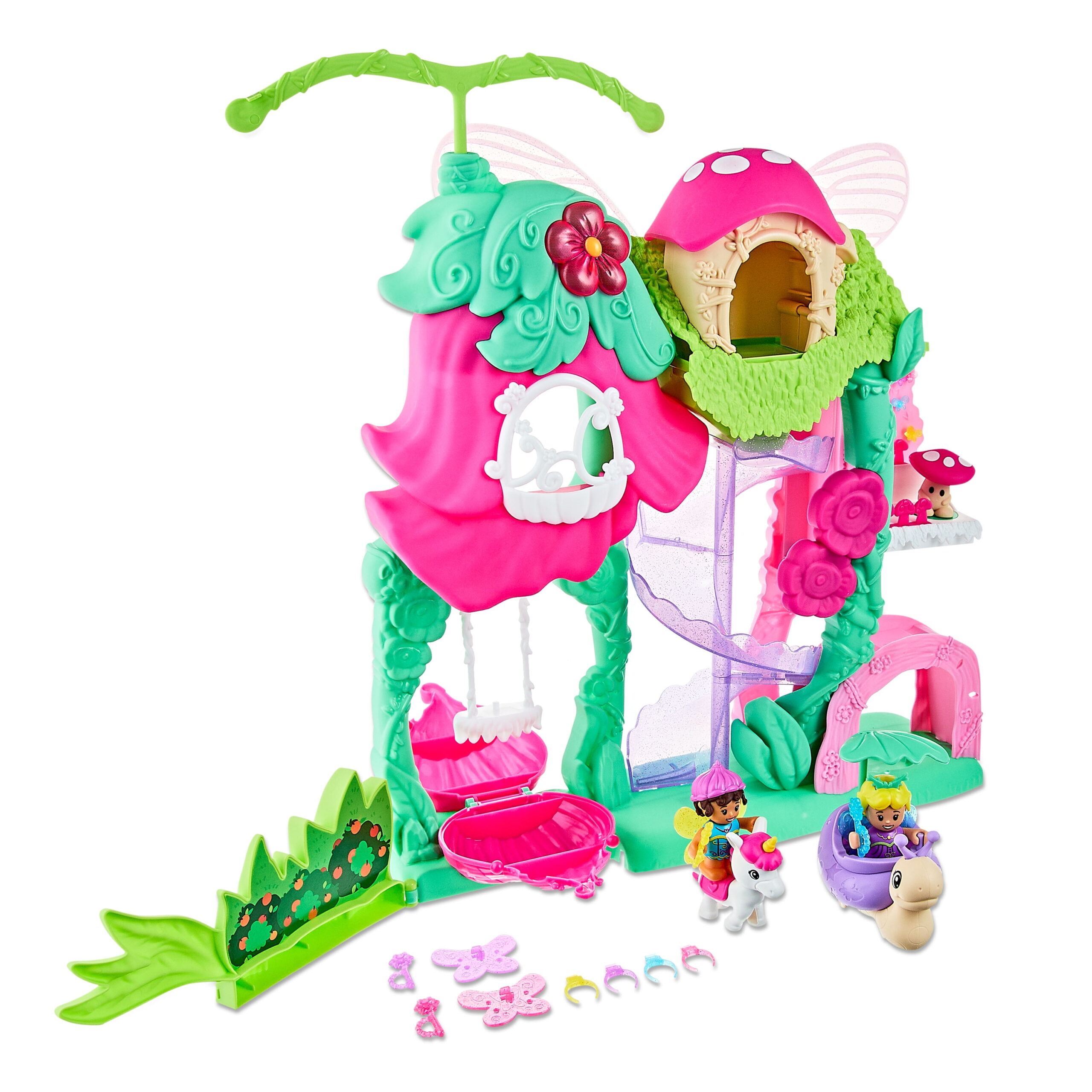 Kid Connection Fairyland Playset, Flower House with Light and Sound, 23 Pieces, Toddler Toys