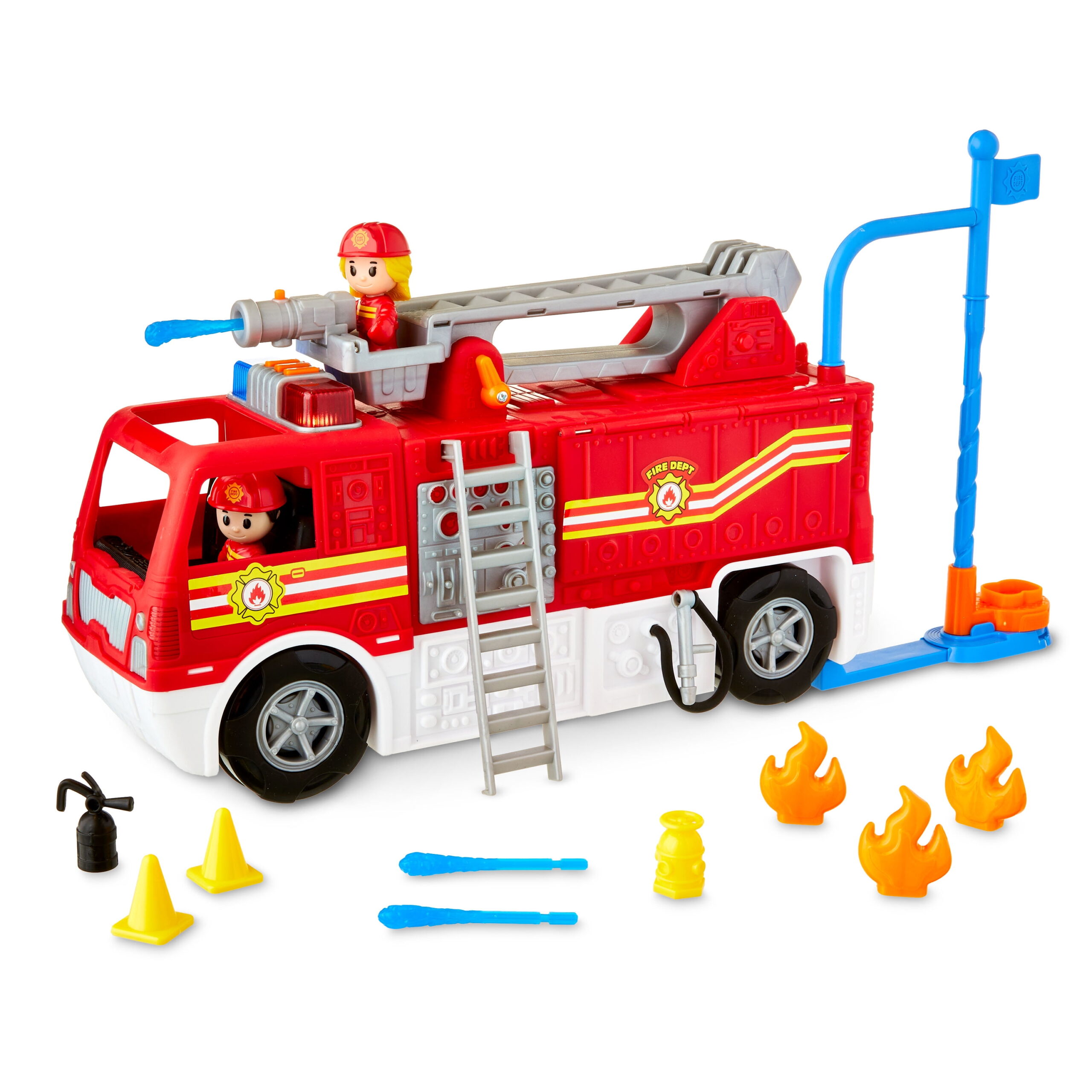 Kid Connection Fire Truck Play Set with Lights and Sounds, 16 Pieces, Toddler Toys Ages 3+