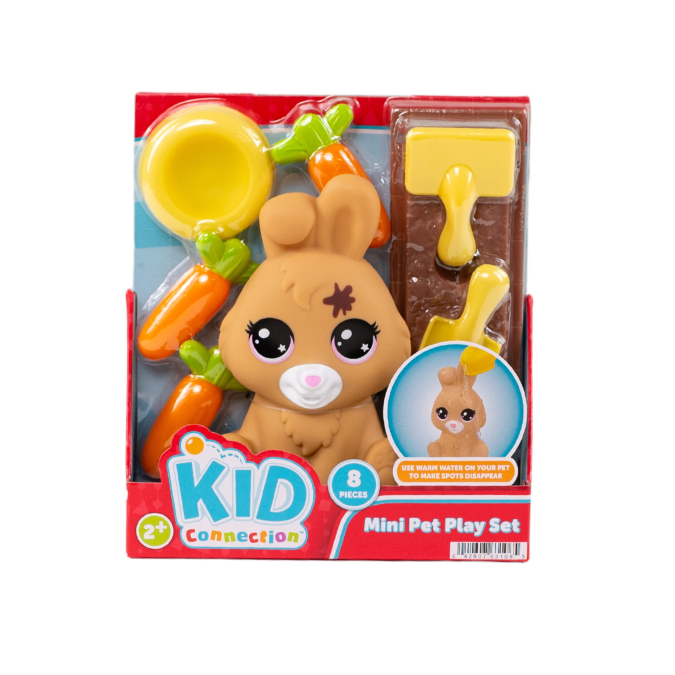 Kid Connection Mini Pet Rabbit Water Play Set with Color Changing Feature, 8 Pieces, Toddler Toys, Tan Color