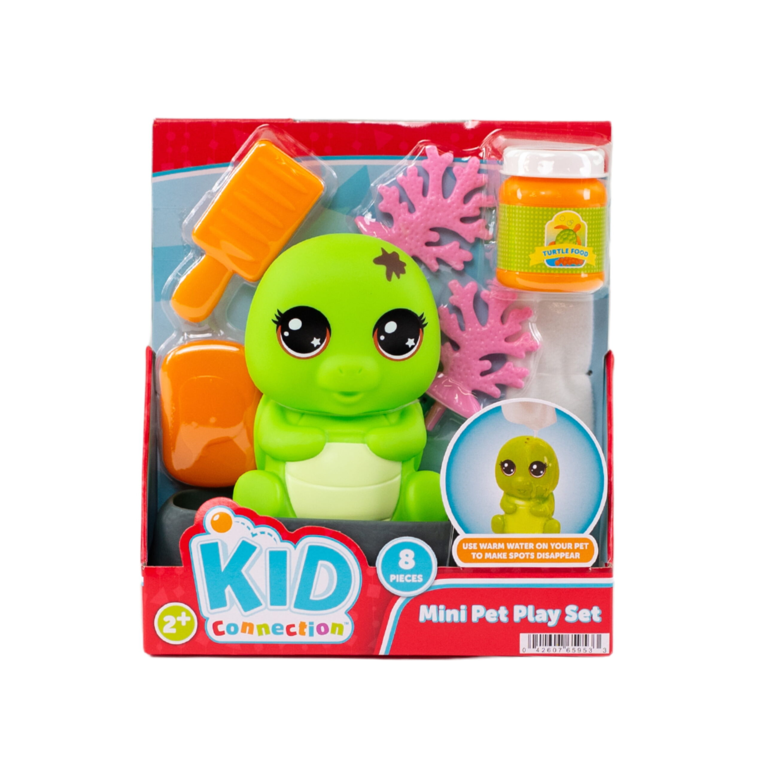 Kid Connection Mini Pet Turtle Water Play Set with Color Changing Feature, 8 Pieces, Toddler Toys, Green Color