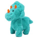 Kid Connection Miniature Electronic Walking Pet Teal Triceratops, 6in Height, Toddler Plush Toys
