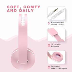 Kids Headphones for School, Seenda Lightweight Foldable On-Ear Headphones with Microphone