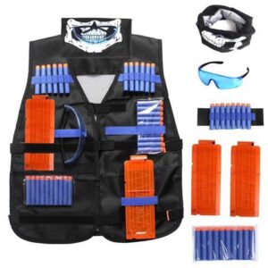 Kids Tactical Vest Kit Compatible Nerf Guns N-Strike Elite Series,Thicken Waterproof Compatible Nametag Ripping Battle Vest with Face Mask,Protective