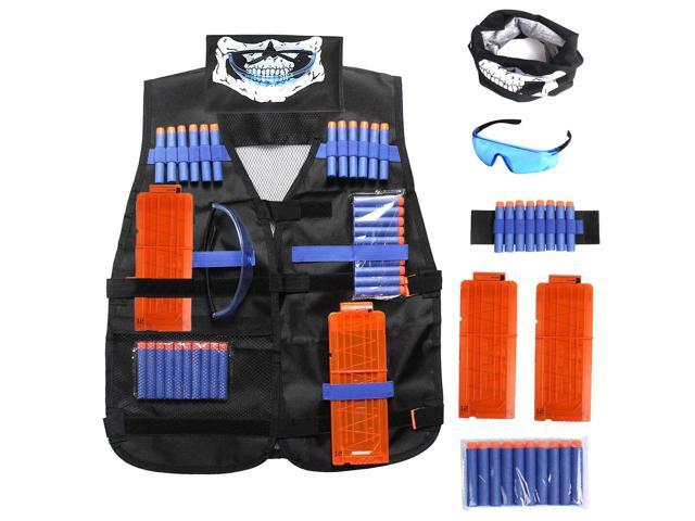 Kids Tactical Vest Kit Compatible Nerf Guns N-Strike Elite Series,Thicken Waterproof Compatible Nametag Ripping Battle Vest with Face Mask,Protective