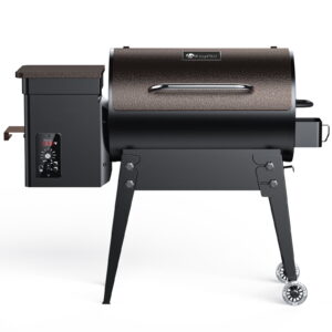 KingChii 456 SQ.IN. Wood Pellet Grill & Smoker with Automatic Temperature Control, Foldable Legs for Easy Storage and Transport, Multifunctional BBQ Grill for Outdoor Cooking