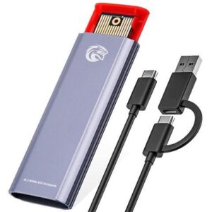 KingSpec M.2 NVMe SSD Enclosure, Tool Free NVMe PCIe SSD Adapter USB 3.1 Gen 2 10Gbps with USB C to C+A OTG Cable, Support M Key/B+M Key PCIe SSD