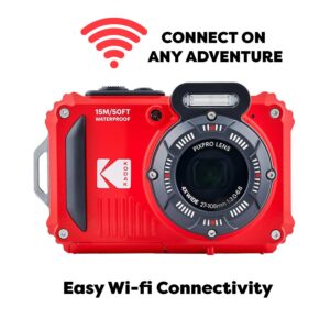 Kodak PIXPRO WPZ2 Rugged Waterproof Shockproof Digital Camera 16MP 4X Optical Zoom 1080P Full HD Video, 2.7" LCD (Red) Bundle with Camera Case, SanDisk 32GB microSDHC Card (4...