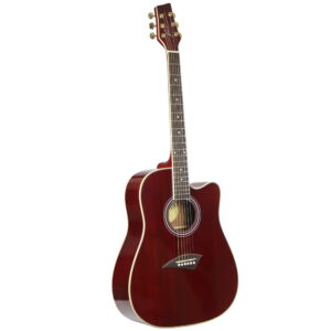 Kona Guitars K1ETRD Acoustic-Electric Dreadnought Cutaway Spruce Top Guitar with High Gloss Transparent Red Finish
