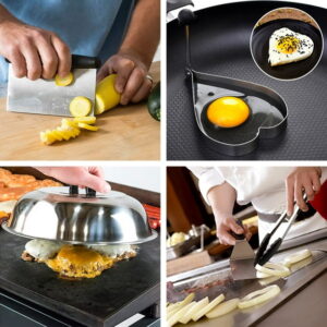 KOYMISKU Grill Accessories, Stainless Steel Grip Barbecue Accessories for Outdoor Camping, 15 Flat Top Griddle Accessories Kit with Spatula, Basting Cover,...