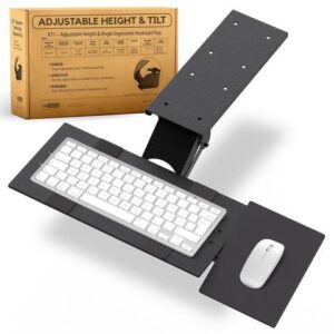 KT1 Ergonomic Keyboard Tray Under Desk - Under Desk Keyboard Tray Slide Out with Adjustable Height and Tilt - Easy to Slide and Swivel 360 Degree -