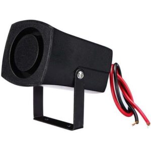 KX-5018 - SIREN 12-24V 45X40MM 120DB 5A 56MM DEEP 6TONES BLACK COLOR
