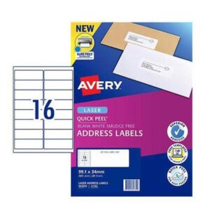 Label Avery Laser Retail Pack (20pk) - 16/sheet