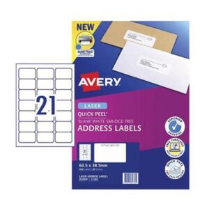 Label Avery Laser Retail Pack (20pk) - 21/sheet