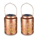 LAGarden Mushroom Solar Lantern Outdoor Hanging Waterproof Metal Decor Light Christmas Gifts Yard Patio Porch 2Pack