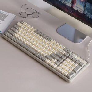 Langtu GK102 Cream Type-C Wired Gaming Keyboard,Gold Switches Mechanical Keyboard, ABS Keycaps,19 Rainbow LED Backlight Effects,Full Anti-Ghosting