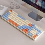 Langtu GK102 Seas Wireless Bluetooth 5.0/Wired USB/2.4G Gaming Keyboard,Gold Switches Mechanical Keyboard, ABS Keycaps,19 Rainbow LED Backlight