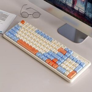 Langtu GK102 Seas Wireless Bluetooth 5.0/Wired USB/2.4G Gaming Keyboard,Gold Switches Mechanical Keyboard, ABS Keycaps,RGB Backlight Effects,Full